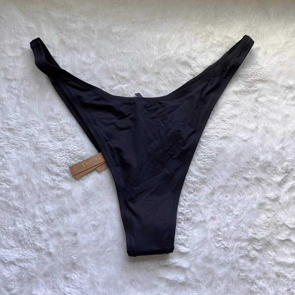 SKIMS Recycled Swim Micro Tanga Bikini Bottom Onyx Black Size 4X SW-TAN-0147 NWT